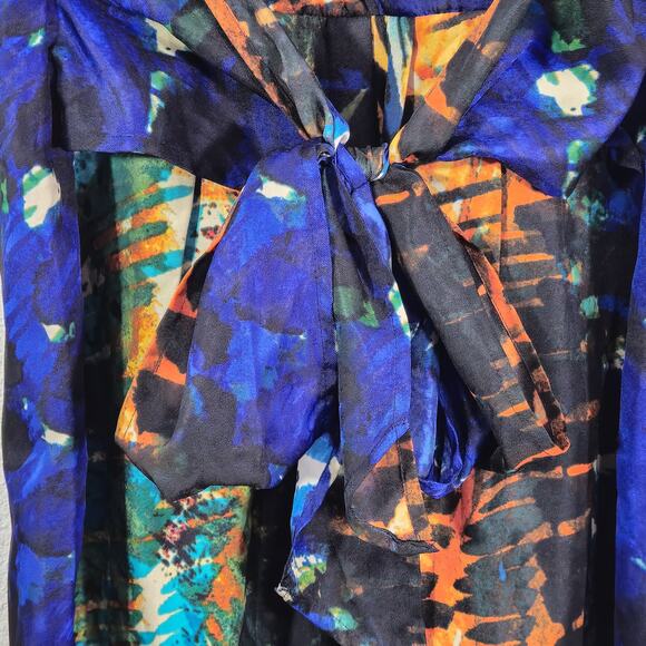 Ellen Tracy Women’s Dress Tropical Print Statement Dress Faux Wrap Midlength 12 - Picture 7 of 11